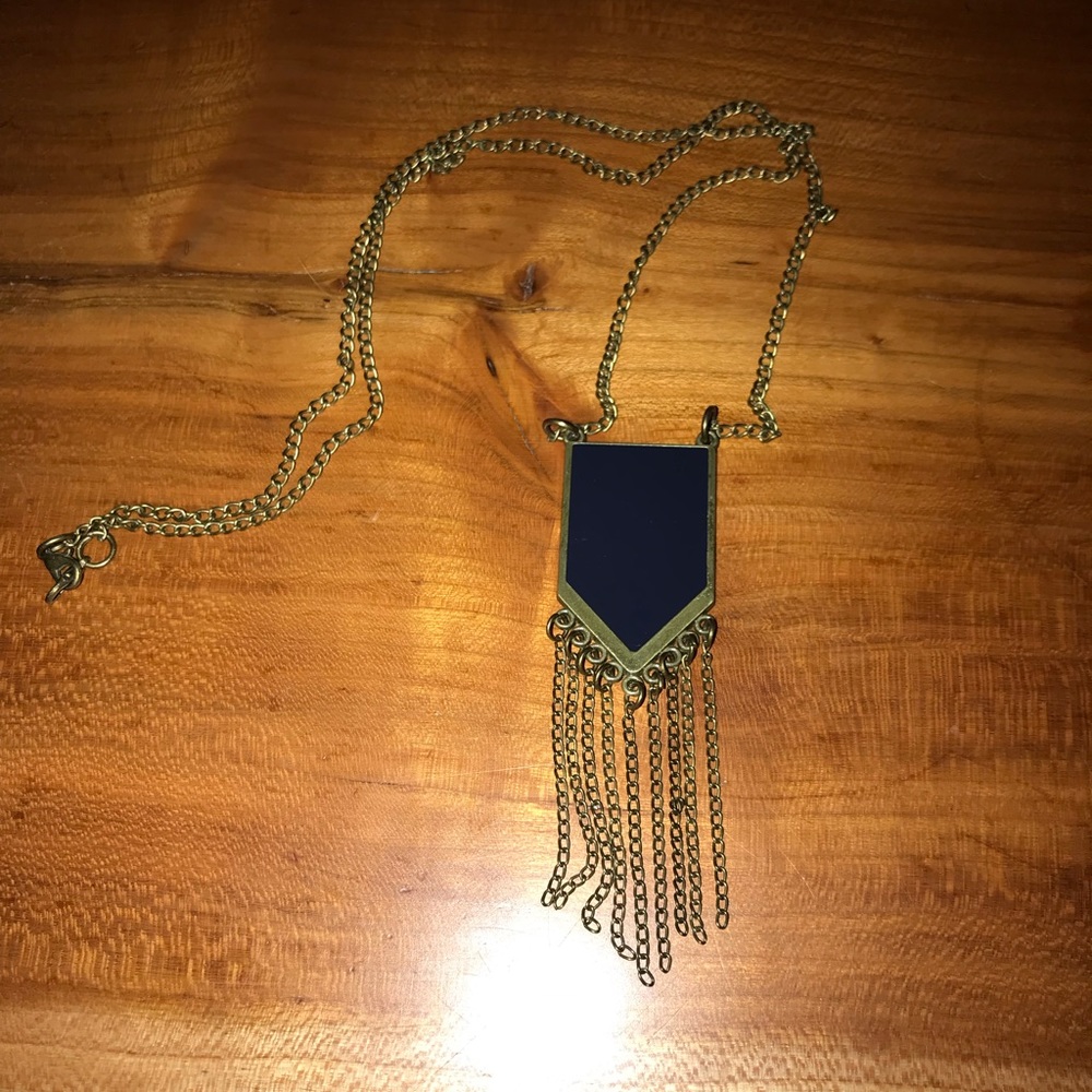 Blue and brass necklace